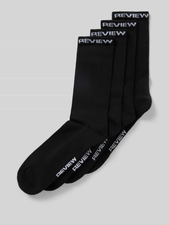 Zdjęcie produktu Skarpety z mieszanki bawełny w zestaw 4 szt. REVIEW Czarny