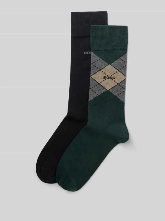 Zdjęcie produktu Skarpety z mieszanki bawełny w zestawie 2 szt. model 'ARGYLE' Boss Ciemnozielony