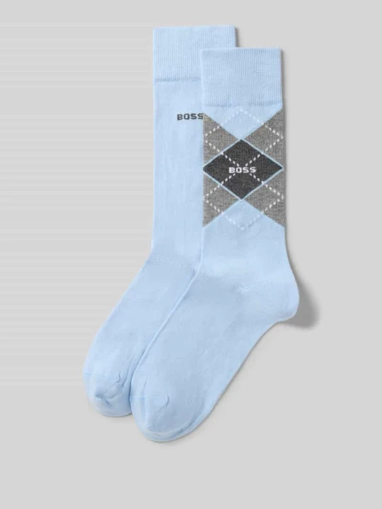Zdjęcie produktu Skarpety z mieszanki bawełny w zestaw 2 szt. model 'ARGYLE' Boss Jasnoniebieski