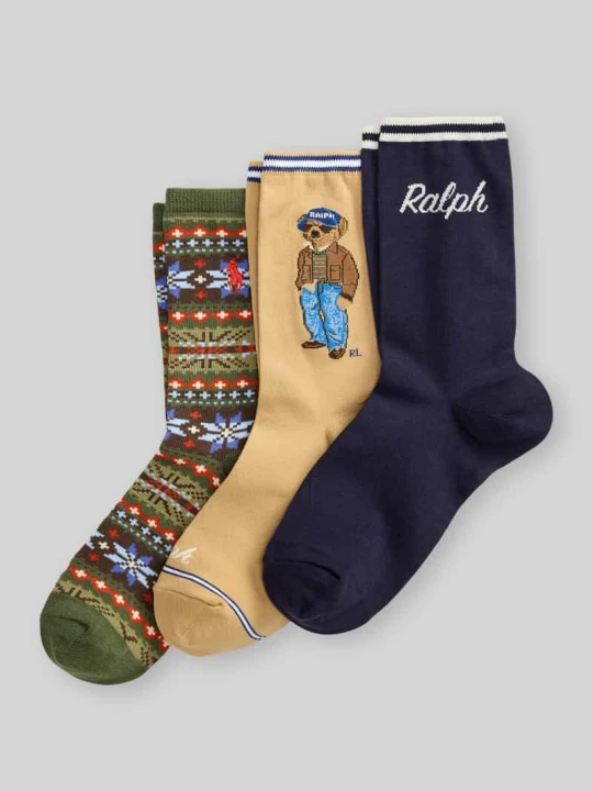 Zdjęcie produktu Skarpety z mieszanki bawełny w zestawie 3 szt. Polo Ralph Lauren Camel