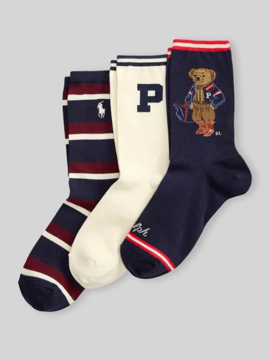 Zdjęcie produktu Skarpety z mieszanki bawełny w zestawie 3 szt. Polo Ralph Lauren Ciemnoniebieski