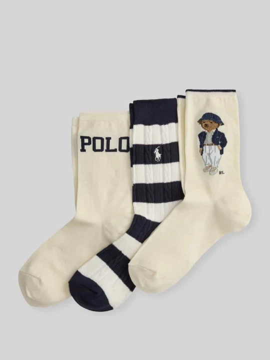 Zdjęcie produktu Skarpety z mieszanki bawełny w zestawie 3 szt. Polo Ralph Lauren Złamany biały