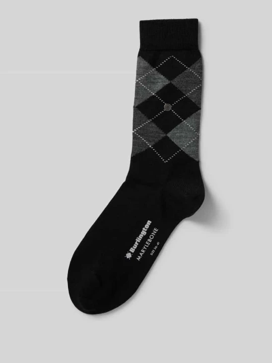 Zdjęcie produktu Skarpety z mieszanki żywej wełny model ‘Marylebone’ Burlington Czarny