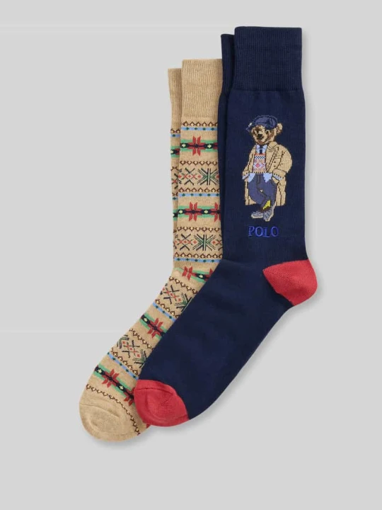 Zdjęcie produktu Skarpety z motywem misia w zestawie 2 szt. Polo Ralph Lauren Camel