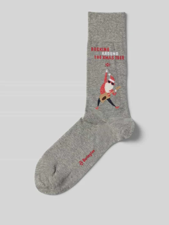 Zdjęcie produktu Skarpety z motywem model ‘Rocking XMas’ Burlington Średnioszary