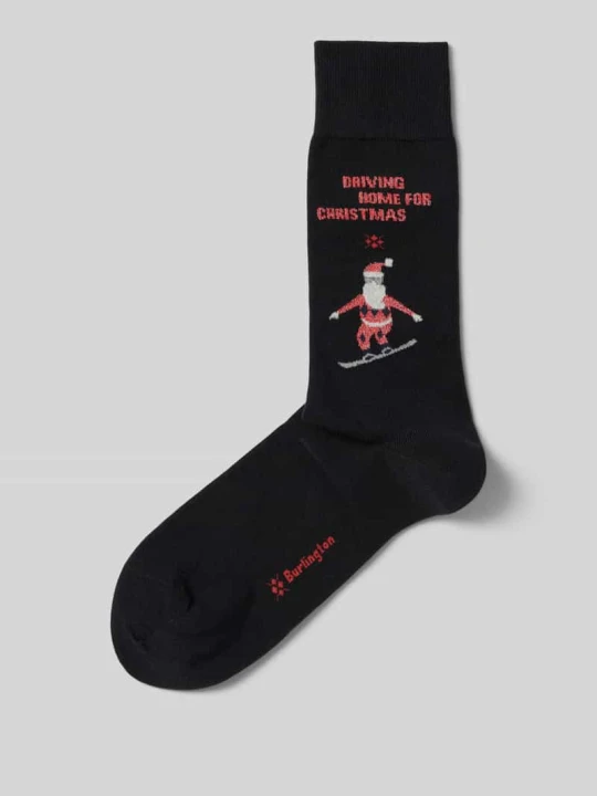 Zdjęcie produktu Skarpety z motywem model ‘Snowboarding Santa’ Burlington Czarny