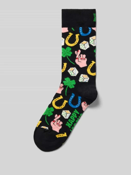 Zdjęcie produktu Skarpety z nadruk z logo model 'Best of Luck' Happy Socks Czarny