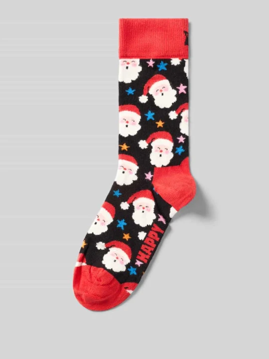 Zdjęcie produktu Skarpety z nadruk z logo model 'Santa & Star' Happy Socks Czarny