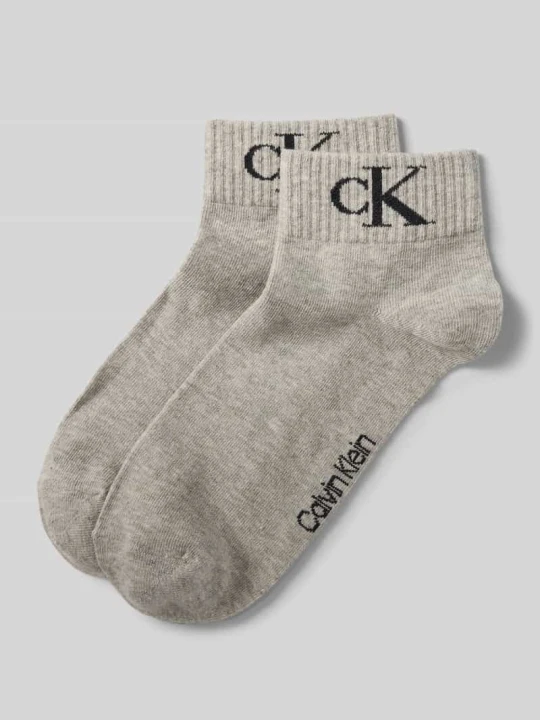 Zdjęcie produktu skarpety z nadrukiem z logo w zestaw 2 szt. Calvin Klein Jeans Średnioszary melanż