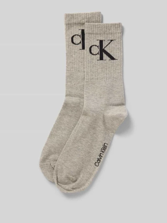 Zdjęcie produktu skarpety z nadrukiem z logo w zestaw 2 szt. Calvin Klein Jeans Średnioszary melanż