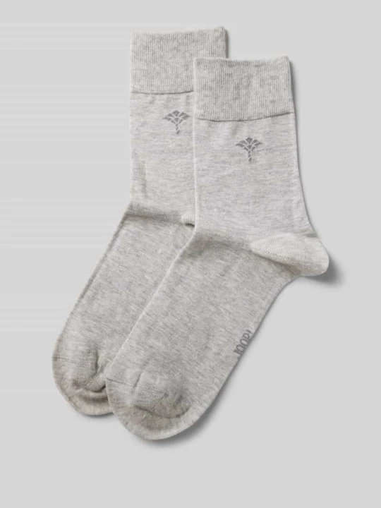 Zdjęcie produktu Skarpety damskie JOOP! Collection;Mieszanka bawełny ekologicznej z dodatkiem streczu;Zestaw 2 szt.;Nadruk z logo;Elastyczne, prążkowane ściągacze Jasnoszary melanż