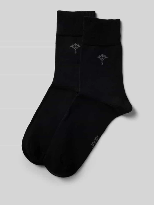 Zdjęcie produktu Skarpety damskie JOOP! Collection; Mieszanka bawełny ekologicznej z dodatkiem streczu; Zestaw 2 szt.; Nadruk z logo; Elastyczne, prążkowane ściągacze Czarny