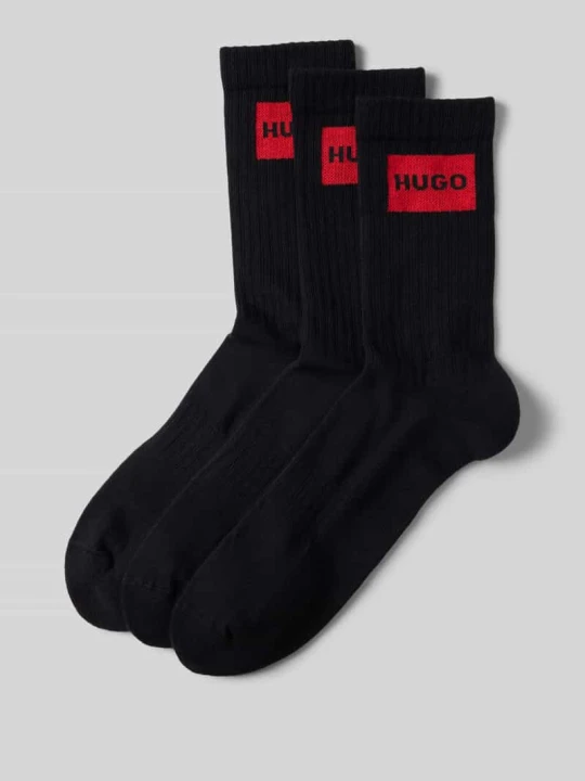 Zdjęcie produktu Skarpety z nadrukiem z logo w zestawie 3 szt. Hugo Czarny