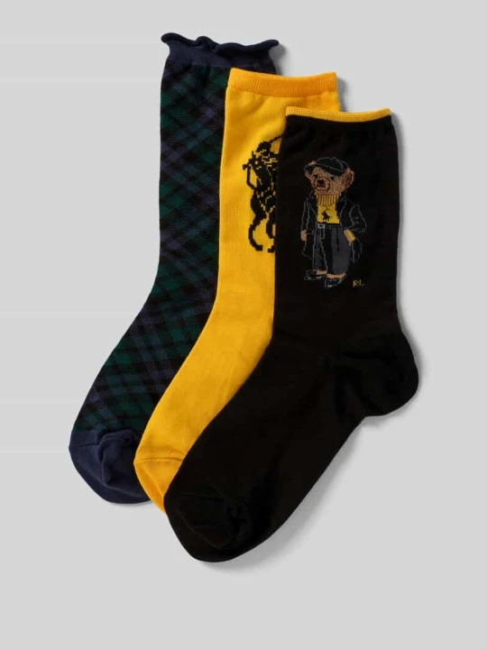 Zdjęcie produktu Skarpety z nadrukiem z logo w zestawie 3 szt. Polo Ralph Lauren Żółty