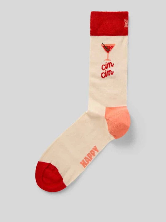 Zdjęcie produktu Skarpeta z nadrukiem z motywem model 'Cin Cin' Happy Socks Złamany biały