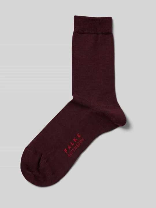 Zdjęcie produktu Skarpety z napisem z logo model ‘SOFTMERINO’ Falke Bordowy