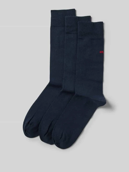 Zdjęcie produktu Skarpety z detalem z logo w zestawie 3 szt. model ‘UNI COLORS’ Hugo Ciemnoniebieski