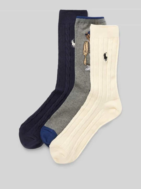Zdjęcie produktu Skarpety z wyhaftowanym logo w zestawie 3 szt. Polo Ralph Lauren Ciemnoniebieski