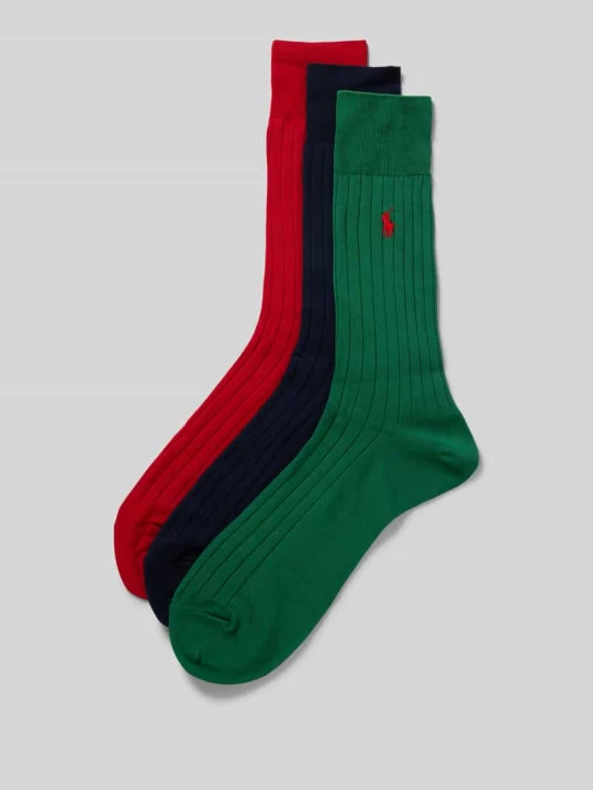 Zdjęcie produktu Skarpety z wyhaftowanym logo w zestawie 3 szt. w pudełku prezentowym Polo Ralph Lauren Granatowy