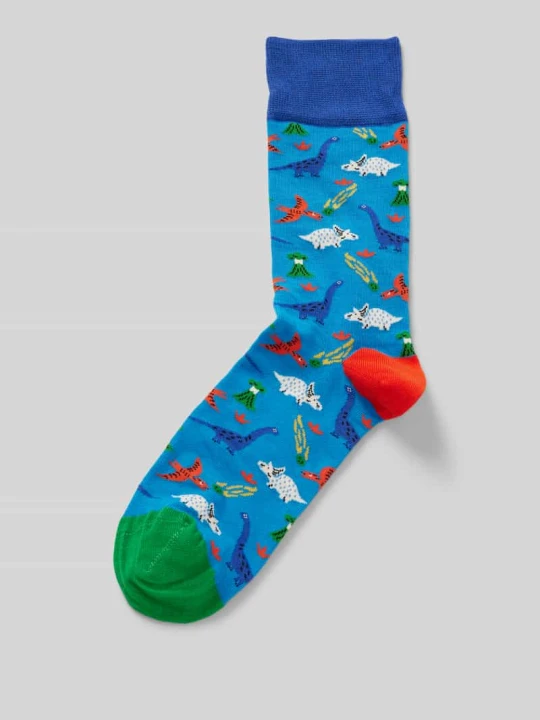 Zdjęcie produktu Skarpety z wyhaftowanym motywem model ‘Dinosaurs Superstars’ DillySocks Jasnoniebieski