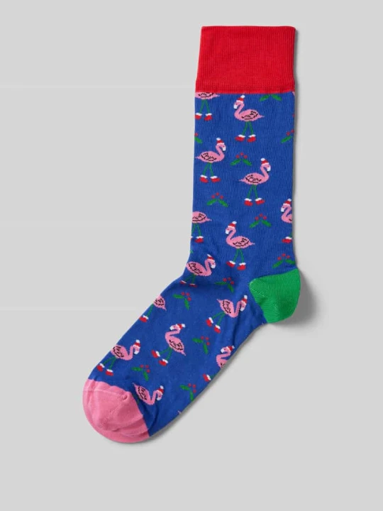 Zdjęcie produktu Skarpety z wyhaftowanym motywem model ‘Flamingo’ DillySocks Królewski niebieski