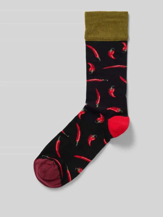 Zdjęcie produktu Skarpety z wyhaftowanym motywem model ‘Hot Chilly Socks’ DillySocks Granatowy