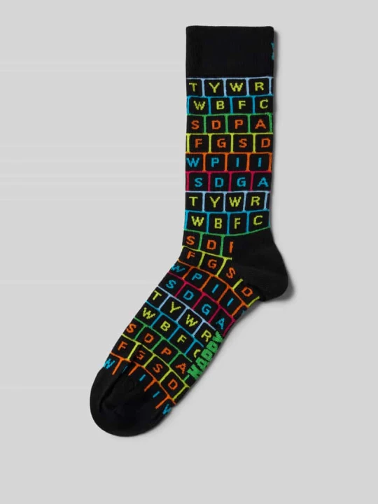 Zdjęcie produktu Skarpety z wyhaftowanym motywem model ‘KEYBOARD’ Happy Socks Czarny