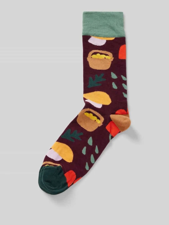 Zdjęcie produktu Skarpety z wyhaftowanym motywem model ‘Mushroom Crush’ DillySocks Jasnobrązowy