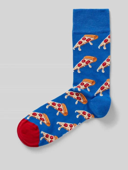 Zdjęcie produktu Skarpety z wyhaftowanym motywem model ‘Pizza Drip’ DillySocks Królewski niebieski