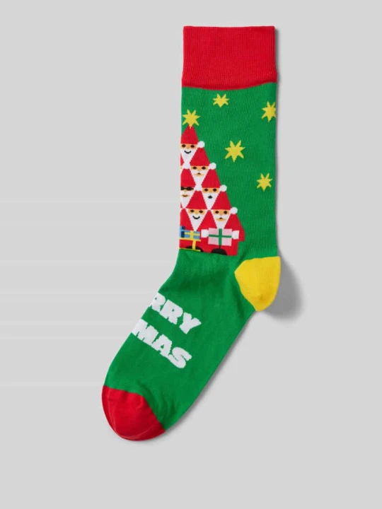 Zdjęcie produktu Skarpety z wyhaftowanym motywem model ‘Santaception’ DillySocks Trawiasty zielony