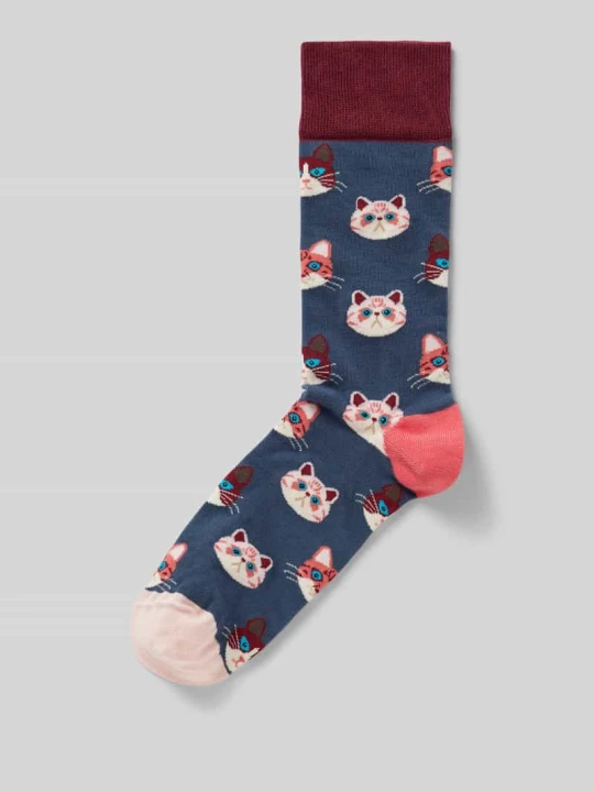 Zdjęcie produktu Skarpety z wyhaftowanym motywem model ‘Sky Kitten’ DillySocks Granatowy