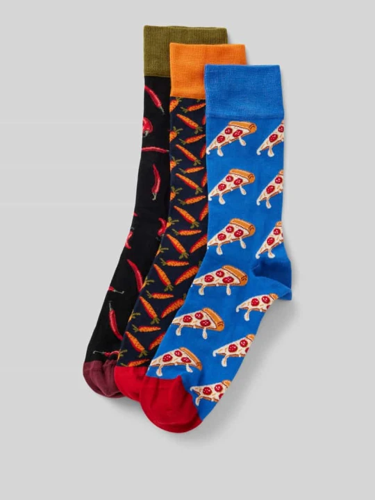 Zdjęcie produktu Skarpety z wyhaftowanym motywem w zestawie 3 szt. model ‘Food Enthusiast’ DillySocks Granatowy