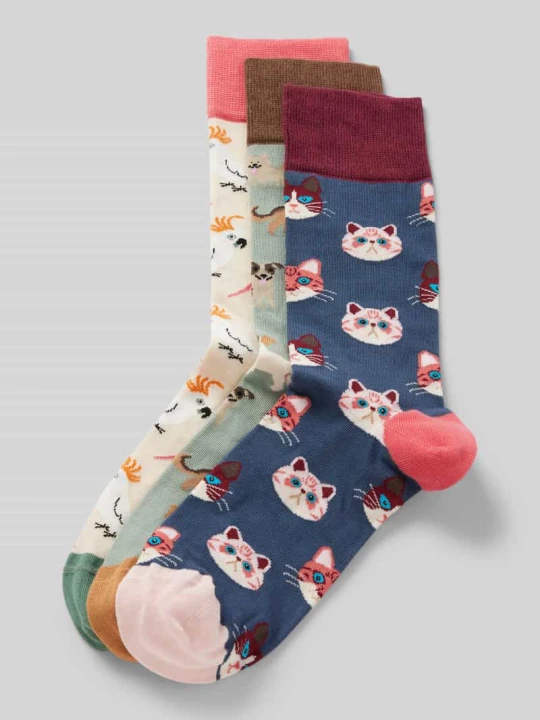 Zdjęcie produktu Skarpety z wyhaftowanym motywem w zestawie 3 szt. model ‘Precious Pets’ DillySocks Złamany biały