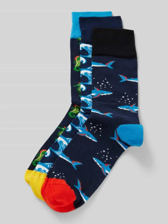 Zdjęcie produktu Skarpety z wyhaftowanym motywem w zestawie 3 szt. model ‘Water World’ DillySocks Granatowy