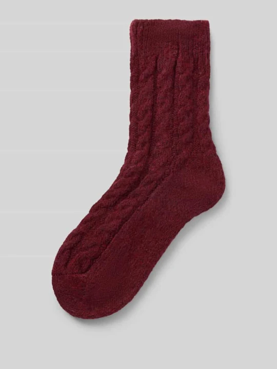 Zdjęcie produktu Skarpety ze ściegiem warkoczowym model 'Cosy' CAMANO Bordowy