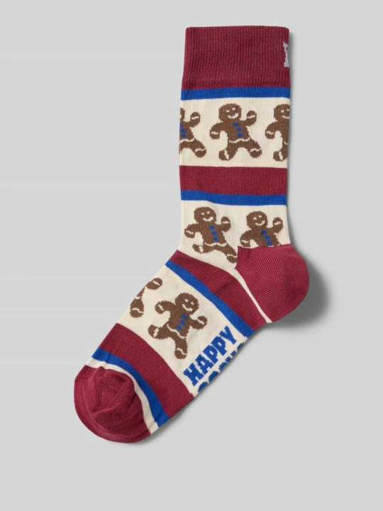 Zdjęcie produktu Skarpety ze wzorem na całej powierzchni model ‘Gingerbread Stripe’ Happy Socks Bordowy