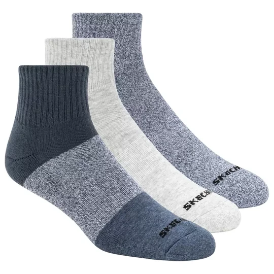 Zdjęcie produktu Skechers 3pk Mens Qtr Colorbloc Socks S118998-BLU, Męskie, Wielokolorowe, skarpetki, poliester, rozmiar: 41-46