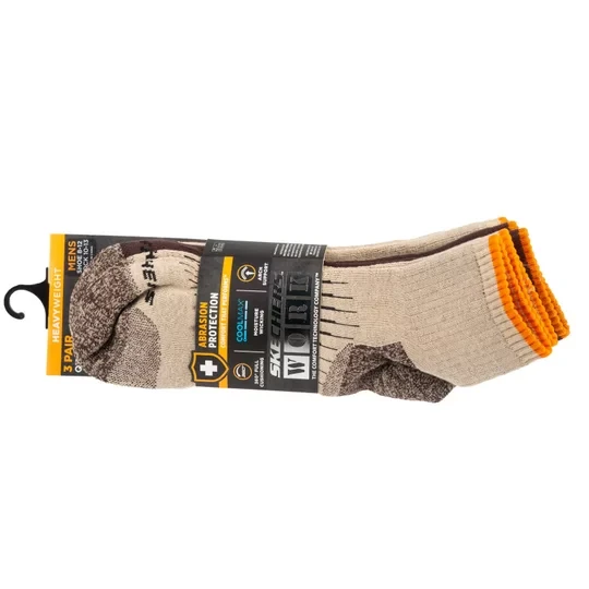 Zdjęcie produktu Skechers 3pk Mens Work Qtr Socks S115423-SAND, Męskie, Beżowe, skarpetki, poliester, rozmiar: 41-46