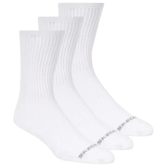 Zdjęcie produktu Skechers 3pk Unisex Non Terry Crew S601102-100, Unisex, Białe, skarpetki, bawełna, rozmiar: 43-46