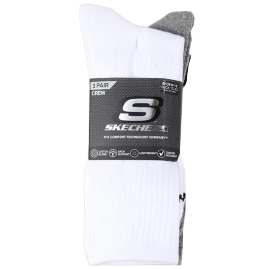 Zdjęcie produktu Skechers 3pk Unisex Non Terry Crew S601102-107, Unisex, Białe, skarpetki, bawełna, rozmiar: 43-46