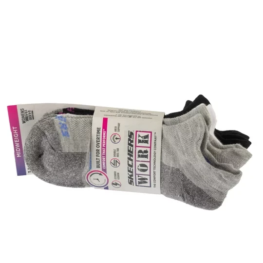 Zdjęcie produktu Skechers 3pk Work Lowcut Womens Socks S119052-GRBK, Damskie, Szare, skarpetki, bawełna, rozmiar:
