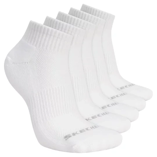Zdjęcie produktu Skechers 5pk Unisex 1 / 2 Terry Qtr Crew S602095-100, Unisex, Białe, skarpetki, poliester, rozmiar: 39-42