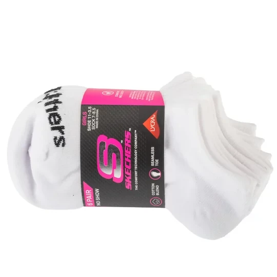 Zdjęcie produktu Skechers 6pk Girls Cotton Ns Socks S117880-WHT, Dla dziewczynki, Białe, skarpetki, nylon, rozmiar: 27, 5-35, 5