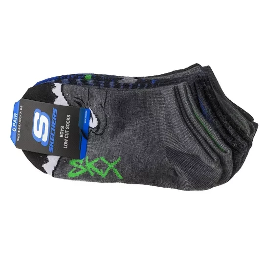 Zdjęcie produktu Skechers Boys 6pk Low Cut Dinos S111627-AST, Dla chłopca, Wielokolorowe, skarpetki, poliester, rozmiar: 31-34