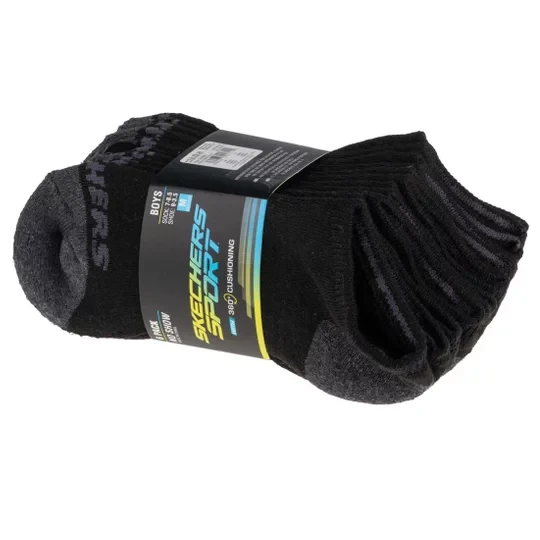 Zdjęcie produktu Skechers Boys 6pk No Show Socks S108264-BLK, Dla chłopca, Czarne, skarpetki, poliester, rozmiar: 31-34