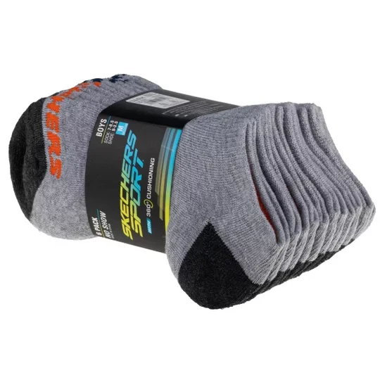 Zdjęcie produktu Skechers Boys 6pk No Show Socks S108264-GRY, Dla chłopca, Szare, skarpetki, poliester, rozmiar: 31-34