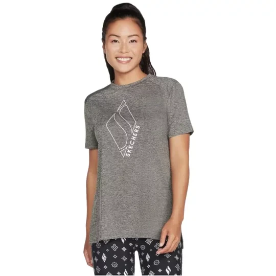 Zdjęcie produktu Skechers Diamond Blissful Tee W1TS327-BLK, Damskie, Szare, t-shirty, bawełna, rozmiar: XS