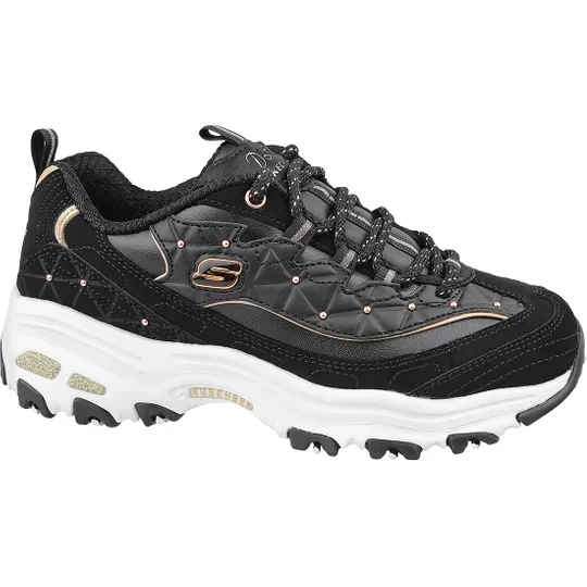 Zdjęcie produktu Skechers D'Lites 13087-BKRG, Damskie, Czarne, buty sneakers, skóra naturalna, rozmiar: 36