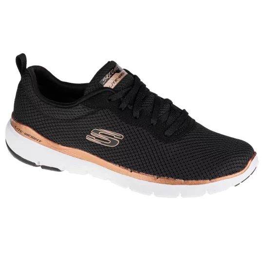 Zdjęcie produktu Skechers Flex Appeal 3.0 - First Insight 13070-BKRG, Damskie, Czarne, buty sneakers, przewiewna siateczka, rozmiar: 35, 5