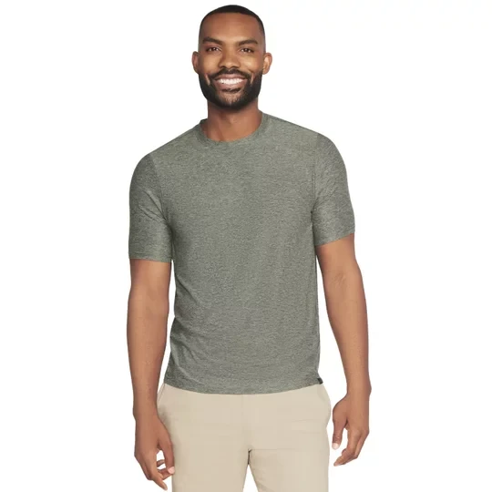 Zdjęcie produktu Skechers Go Dri All Day Tee TS107-GNBK, Męskie, Zielone, t-shirty, poliester, rozmiar: L
